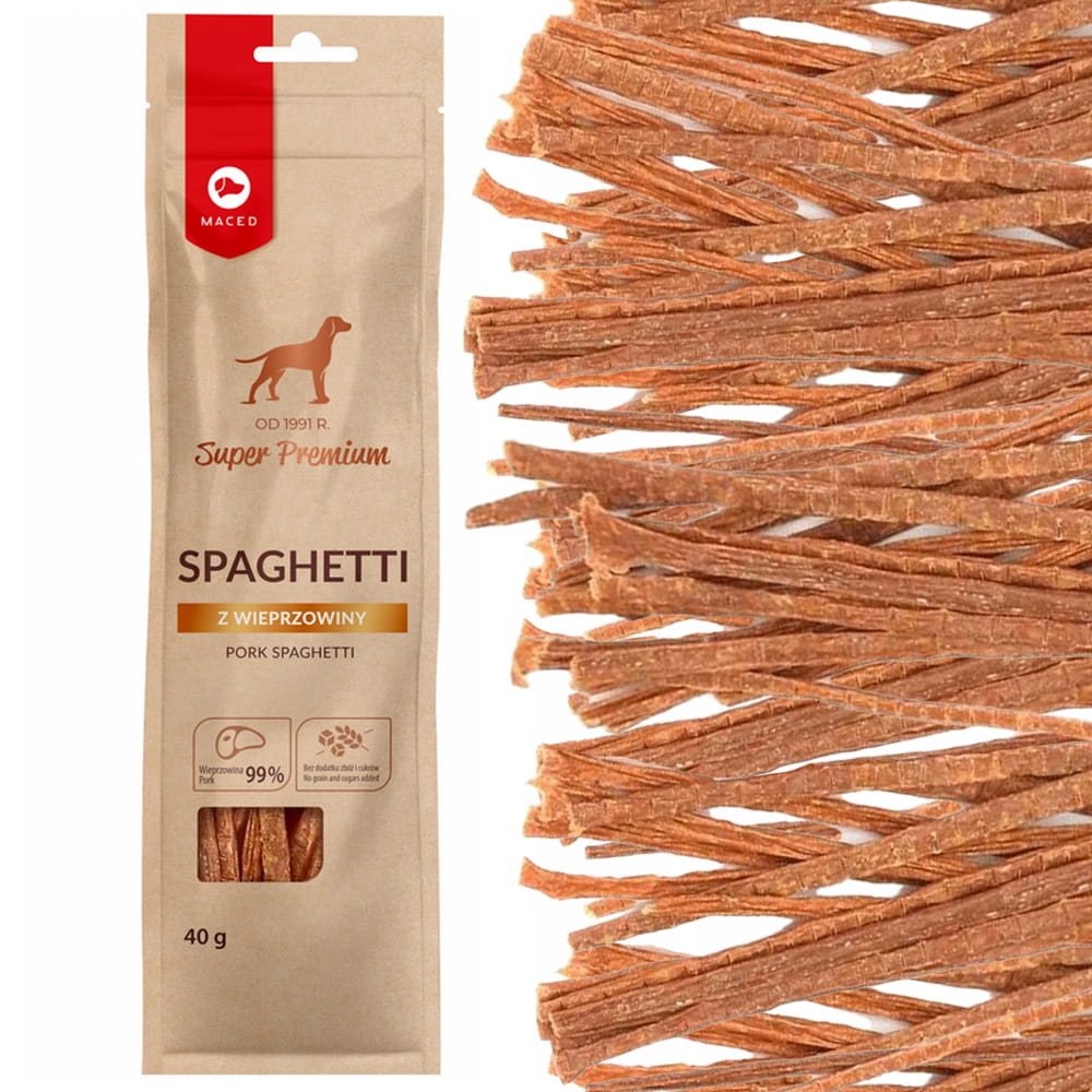 Maced Spaghetti z Wieprzowiną Mięsny Przysmak dla Psa 5x40g